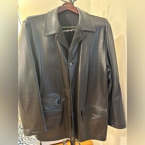 Black Leather Car Coat